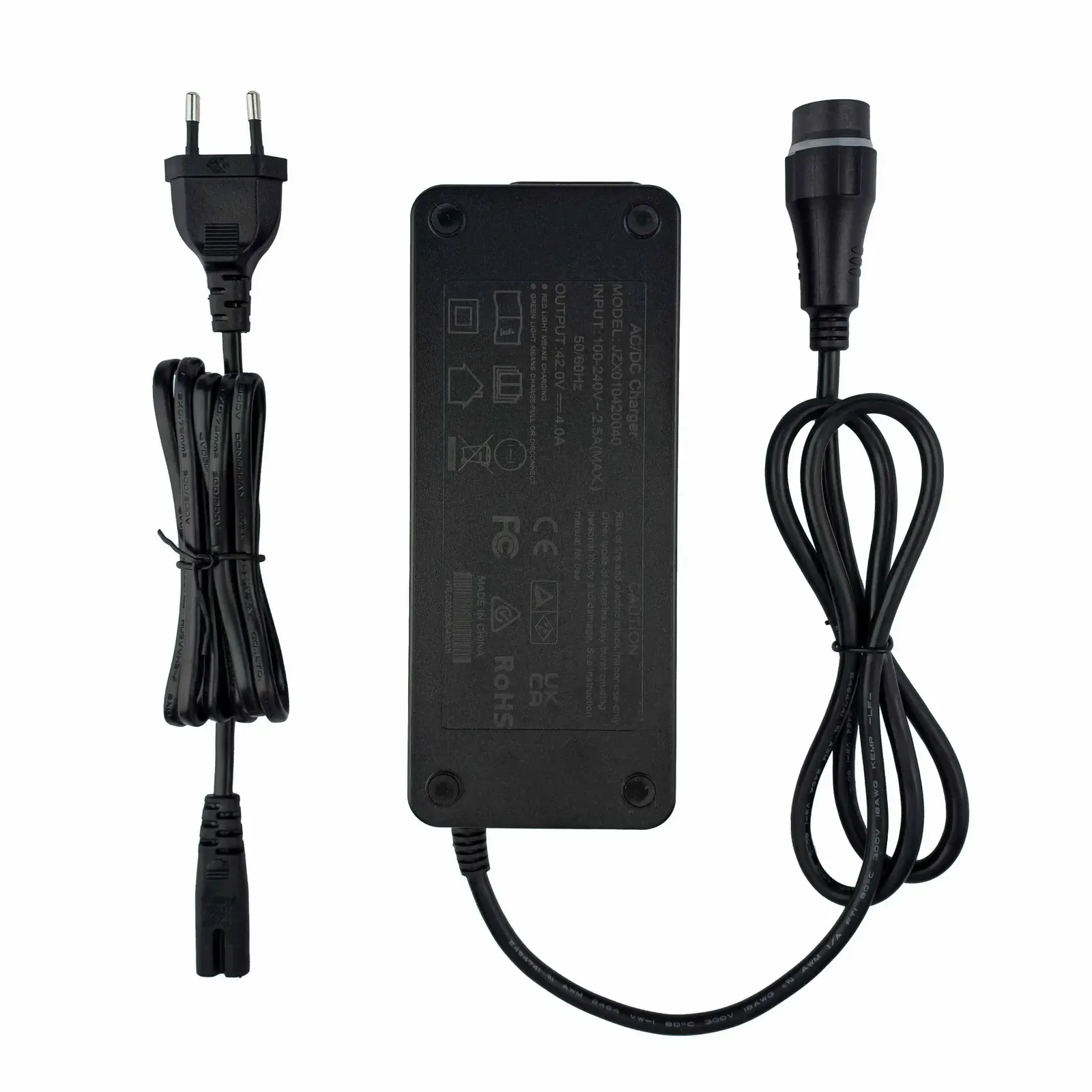 JUXON 42V 4A lithium-ion e-bike battery charger — detail view 5